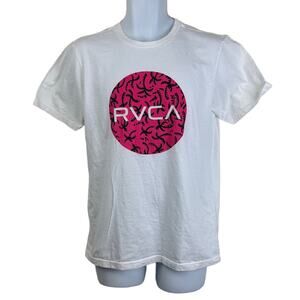 RVCA Regular Fit Tee Shirt Size Medium White Pink Black